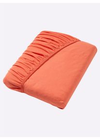 wäschepur unisex Hoeslaken in mandarijn ,maat 1 st. 90x190 - 100x200 cm, Witt, 100% Katoen