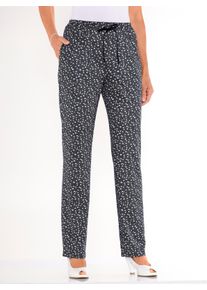 Dames Jerseybroek met bindceintuur in Zwart/millefleurs ,maat 19, WITT, 100% Polyester