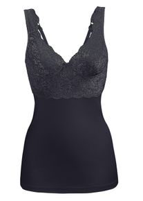 wäschepur Dames Behahemd in zwart ,maat 38, Witt, 100% Katoen. Kant: 86% Polyamide, 14% Elastan