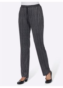 Dames Jerseybroek met bindceintuur in zwart gestreept ,maat 19, WITT, 100% Polyester