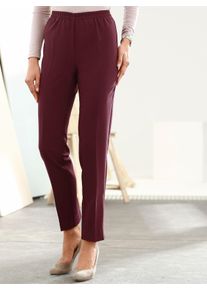 Dames Broek met persplooien in comfortmodel in bordeaux ,maat 24, WITT, 100% Polyester