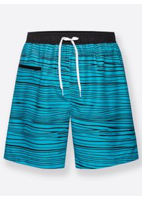 feel good Heren Zwembroek in turquoise gestreept ,maat 5, Witt, 100% Polyester