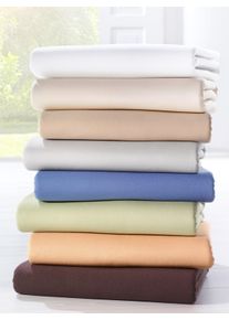 Biberna unisex Hoeslaken in blauw ,maat 1 st. 150x250 cm - Normaal laken, Witt, 100% Katoen