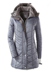 Dames Gewatteerde jas van microvezel, onderhoudsarm in grijs ,maat 36, WITT, 100% Polyester