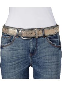 Heine Dames Ceintuur in goudkleur/zilverkleur ,maat 105, Witt, 45% Polyurethaan, 45% Runderleer, 10% Metaal