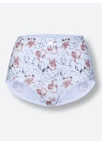 wäschepur Dames Tailleslip met sierstrikje in 2x poudre + 2x poudre bedrukt ,maat 38, Witt, 95% Katoen, 5% Elastan