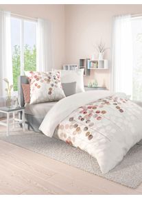Biberna unisex Bedtextiel in wit/apricot ,maat 80x80/135x200 cm, Witt, 100% Katoen