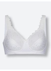 w&auml;schepur Damen Komfort-BH ohne B&uuml;gel mit Spitzen-Verzierung in wei&szlig; ,Gr&ouml;&szlig;e 105E, Witt, 87% Polyamid, 13% Elasthan
