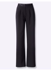 Dames Marlenebroek met satijnen band in zwart ,maat 38, WITT, 100% Polyester. Satijn: 100% Polyester