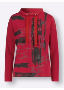 Dames Sweatshirt met grafische print in rood ,maat 36, WITT, 50% Katoen, 50% Polyester