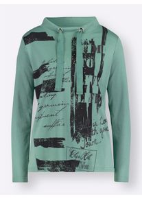 Dames Sweatshirt met grafische print in salie ,maat 48, WITT, 50% Katoen, 50% Polyester