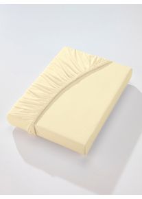 wäschepur unisex Hoeslaken in vanillegeel ,maat 1 st. 90x190 - 100x220 cm, Witt, 95% Katoen, 5% Elastan