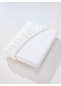 wäschepur unisex Hoeslaken in wit ,maat 1 st. 90x190 - 100x220 cm, Witt, 95% Katoen, 5% Elastan