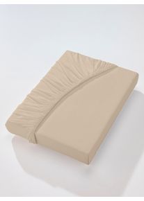 wäschepur unisex Hoeslaken in beige ,maat 1 st. 90x190 - 100x220 cm, Witt, 95% Katoen, 5% Elastan