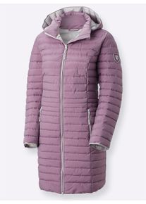 Dames Gewatteerde jas met capuchon, afneembaar in lila gemêleerd ,maat 18, WITT, 100% Polyester