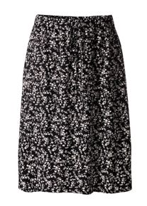 Dames Geweven rok van pure viscose, flatteus in zwart gebloemd ,maat 28, WITT, 100% Viscose