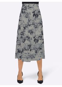 Dames Geweven rok met naadloze ritssluiting achter in ecru/zwart geprint ,maat 19, WITT, 100% Polyester