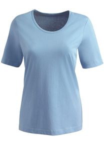 Dames Shirt met korte mouwen in getailleerd model in bleu ,maat 38, WITT, 100% Katoen