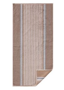 Cawö unisex Handdoek in beige gestreept ,maat 16x22 cm - 2 washandjes, Witt, 100% Katoen