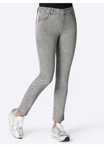 Dames Stretchjeans met glittersteentjes in grey-denim ,maat 46, WITT, 98% Katoen, 2% Elastan
