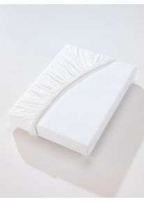 wäschepur unisex Hoeslaken in wit ,maat 1 st. 90x190 - 100x200 cm, Witt, 100% Katoen