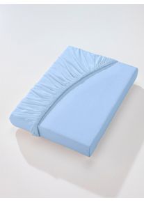 wäschepur unisex Hoeslaken in lichtblauw ,maat 1 st. 90x190 - 100x200 cm, Witt, 100% Katoen