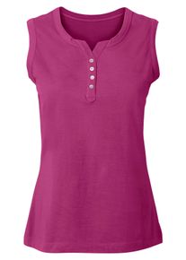 Dames Tanktop met knopen in parelmoerlook in fuchsia ,maat 38, WITT, 100% Katoen