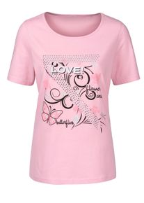 Dames T-shirt met vlinderprint in roze ,maat 38, WITT, 100% Katoen