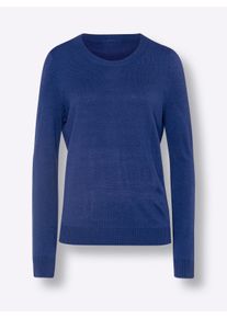 Dames Pullover met ronde hals, in model gebreid, warm in koningsblauw ,maat 38, WITT, 100% Polyacryl