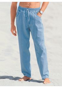 Heren Comfortbroek van jeansmateriaal in blue-bleached ,maat 48, WITT, 100% Katoen