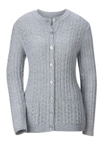 Dames Vest met ton-sur-ton-knopen in lichtgrijs gemêleerd ,maat 38, WITT, 73% Polyacryl, 20% Polyamide, 7% Polyester