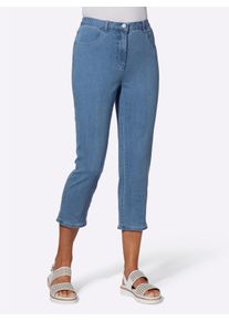 Dames 7/8-jeans met sierknopen in blue-bleached ,maat 18, WITT, 78% Katoen, 20% Polyester, 2% Elastan