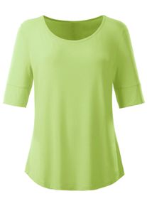 Dames T-shirt met dubbellaagse mouwboordjes in kiwi ,maat 36, WITT, 95% Viscose, 5% Elastan