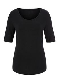 Dames T-shirt met dubbellaagse mouwboordjes in zwart ,maat 36, WITT, 95% Viscose, 5% Elastan