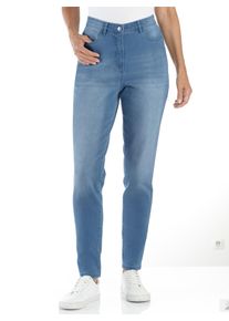Dames High waist jeans in licht toelopend model in blue-bleached ,maat 38, WITT, 81% Katoen, 17% Polyester, 2% Elastan
