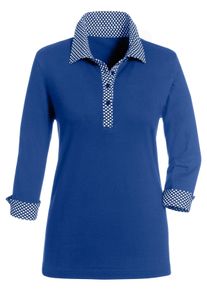Dames Poloshirt met contrasterende accenten in koningsblauw ,maat 36, WITT, 100% Katoen