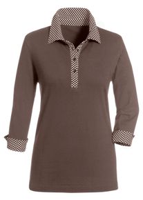 Dames Poloshirt met contrasterende accenten in taupe ,maat 38, WITT, 100% Katoen