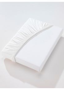 Biberna unisex Hoeslaken in wit ,maat 1 st. 90x190 - 100x220 cm, Witt, 97% Katoen, 3% Elastan