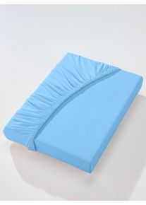 Biberna unisex Hoeslaken in bleu ,maat 1 st. 120x200 - 130x220 cm, Witt, 97% Katoen, 3% Elastan