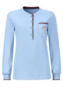 wäschepur Dames Pyjama in lichtblauw ,maat 36/38, Witt, 80% Katoen, 20% Polyester
