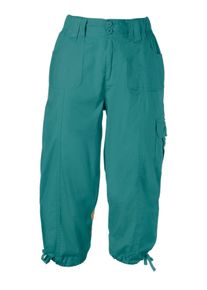 Dames Capribroek met in de wijdte verstelbare zoom in petrol ,maat 36, WITT, 98% Katoen, 2% Elastan