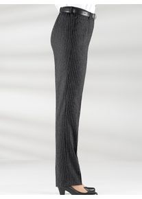 COME ON Dames Broek met persplooien en taillenaden in zwart-witte krijtstrepen ,maat 38, Witt, 49% Wol, 29% Polyester, 20% Katoen, 2% Elastan
