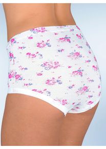 wäschepur Dames Tailleslip van fijnrib in roze geprint ,maat 36/38, Witt, 100% Katoen