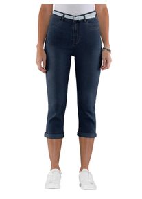 Dames Capri-jeans inclusief glitterceintuur, stretchmateriaal in blue-stonewashed ,maat 38, WITT, 81% Katoen, 17% Polyester, 2% Elastan