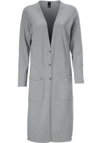 Heine Dames Lang vest met zijsplitten in grijs gemêleerd ,maat 36, Witt, 100% Katoen