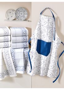 unisex keukenset in wit/blauw ,maat 22x22 cm, 2 - Pannenlappen, WITT, 100% Katoen
