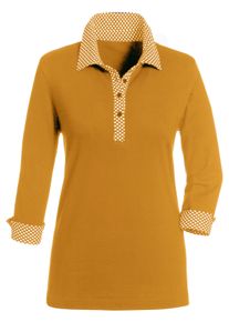 Dames Poloshirt met contrasterende accenten in kerrie ,maat 36, WITT, 100% Katoen