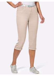 Damen Caprihose inklusive Gürtel in sand ,Größe 50, WITT, 98% Baumwolle, 2% Elasthan