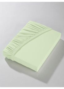 w&auml;schepur unisex Hoeslaken in lindegroen ,maat 1 st. 90x190 - 100x200 cm, Witt, 50% Katoen, 50% Modal