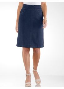 Damen Jeansrock mit hoher Bundpatte in blue-stone-washed ,Größe 42, WITT, 81% Baumwolle, 17% Polyester, 2% Elasthan